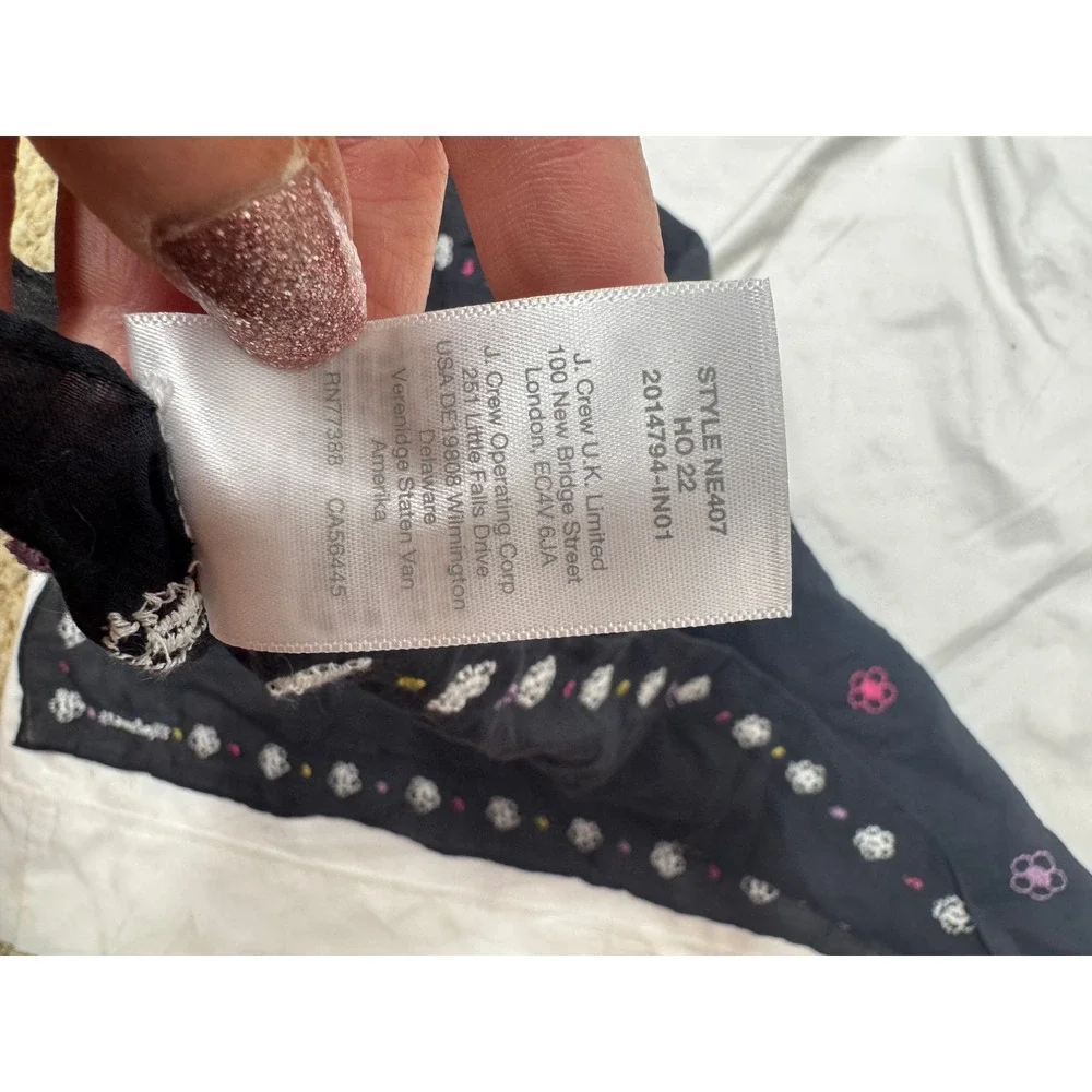 Madewell Embroidered Floral Organic Cotton Bandana Scarf Black Multi NE407 NWT